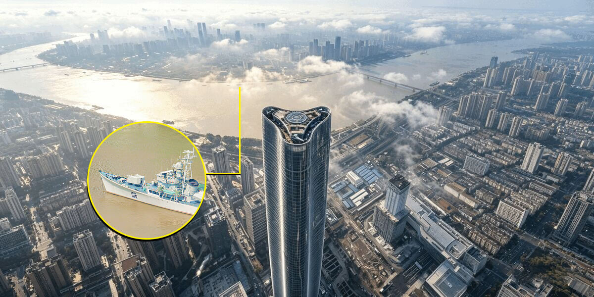 武汉绿地中心千亿像素全景，自475米施工顶部俯瞰武汉两江四岸